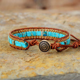 Pulseras Bohemias con Piedras Turquesas y Cadena de Oro