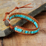 Pulseras Bohemias con Piedras Turquesas y Cadena de Oro