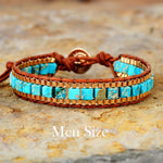 Pulseras Bohemias con Piedras Turquesas y Cadena de Oro