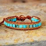 Pulseras Bohemias con Piedras Turquesas y Cadena de Oro