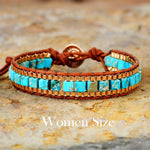 Pulseras Bohemias con Piedras Turquesas y Cadena de Oro